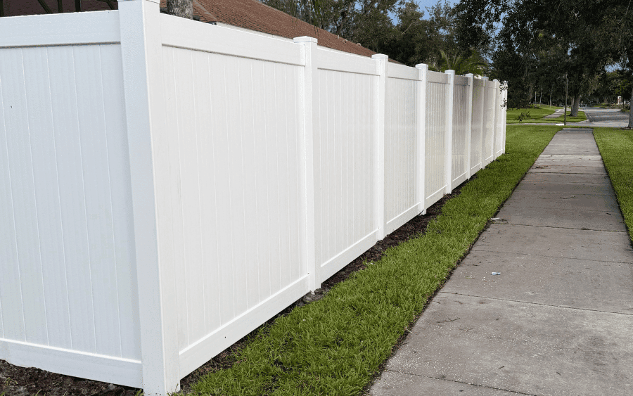 Vinyl privacy fence install